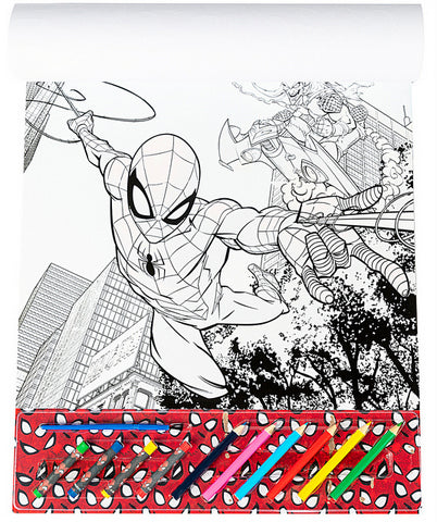Голям Комплект Спайдермен За Вълшебно РисуванеС 20 Листа За Оцветяване, 3 Страници За Рисуване С Вода, 4 Пастела, 6 Молива За Оцветяване ,Стикери И Четка А3