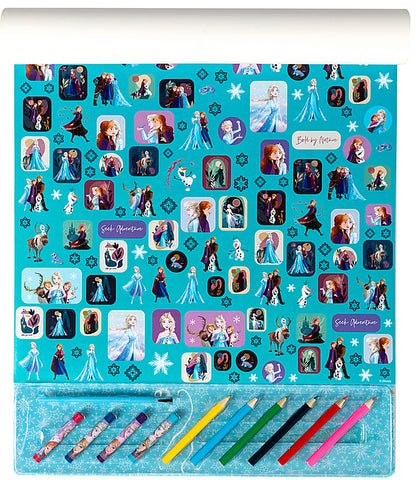 Голям Комплект За Вълшебно Рисуване Фроузен С 20 Листа За Оцветяване, 3 Страници За Рисуване С Вода, 4 Пастела, 6 Молива За Оцветяване ,Стикери И Четка А3