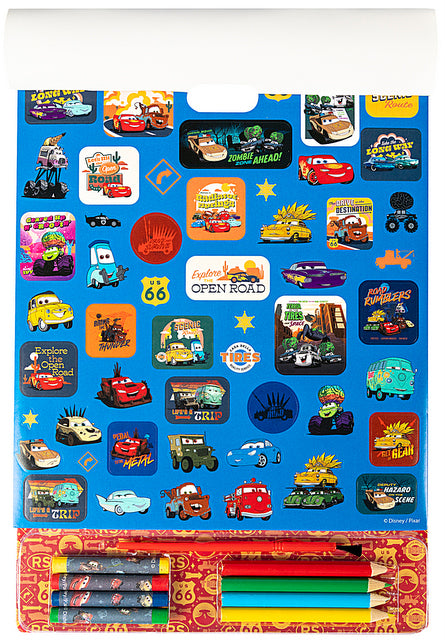 Комплект За Вълшебно Рисуване Колите С 20 Листа За Оцветяване, 4 Листа За Рисуване С Вода, 4 Пастела, 4 Молива За Оцветяване,Стикери И Четка А4