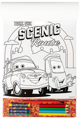 Комплект За Вълшебно Рисуване Колите С 20 Листа За Оцветяване, 4 Листа За Рисуване С Вода, 4 Пастела, 4 Молива За Оцветяване,Стикери И Четка А4