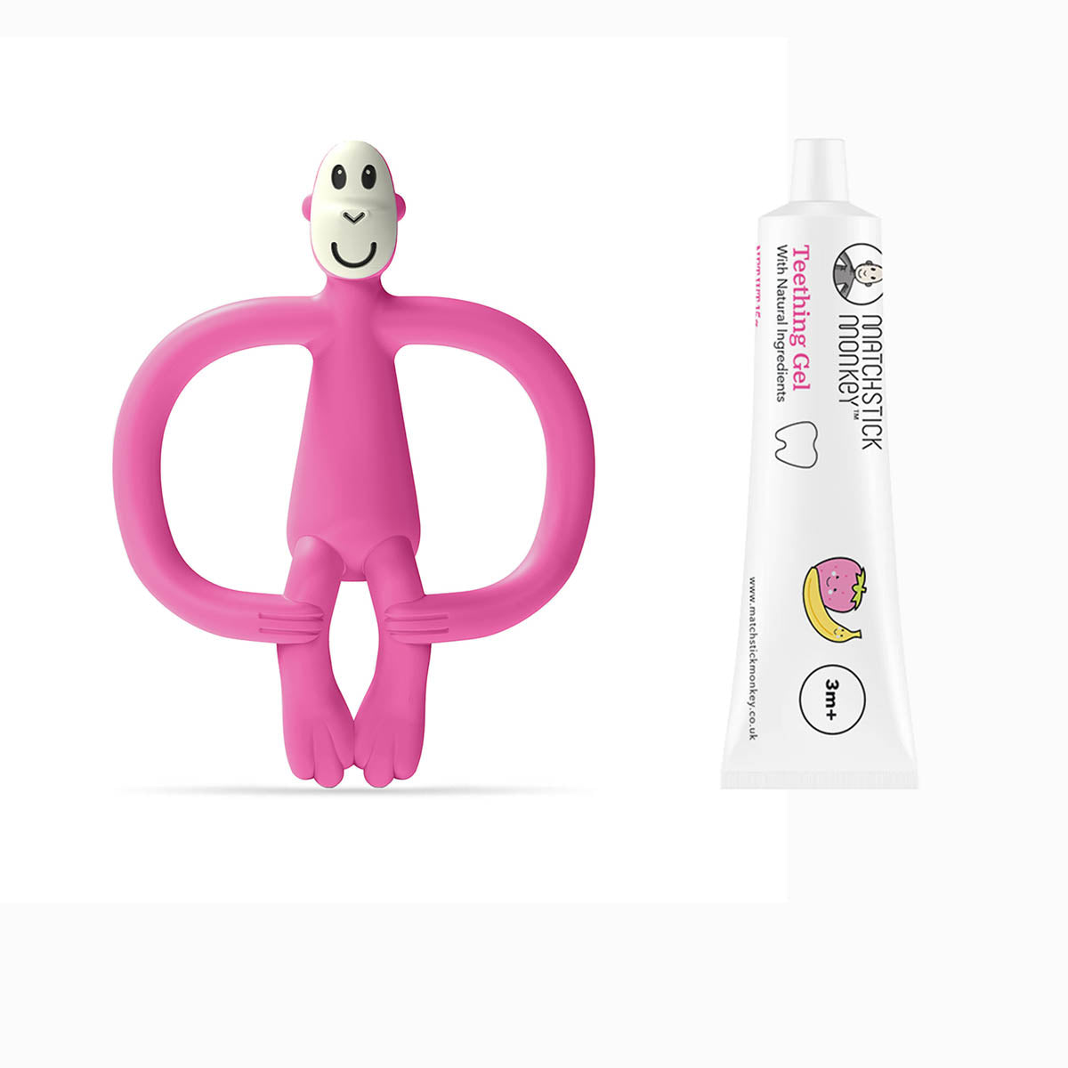 Matchstick Monkey Чесалка С Апликатор И Гел За Никнещи Зъбки -Pink