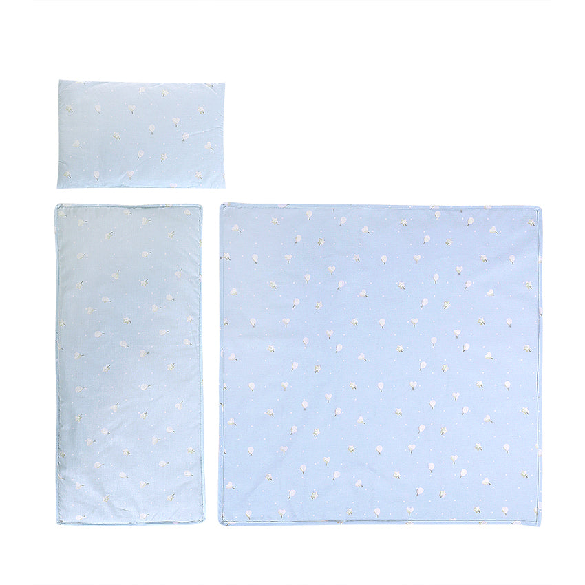 Сет За Дет Количка Летен Ранфорс Синьо Влакче - Сетове За Колички - Lorelli Classic - BebeMama