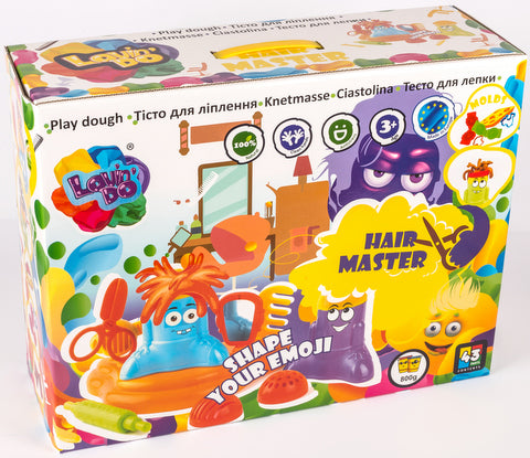 Plastilină K-T pentru salon de coafură 920 gr 20 de culori cu matrițe și instrucțiuni 38x29x7 cm cu mâner 43 de piese