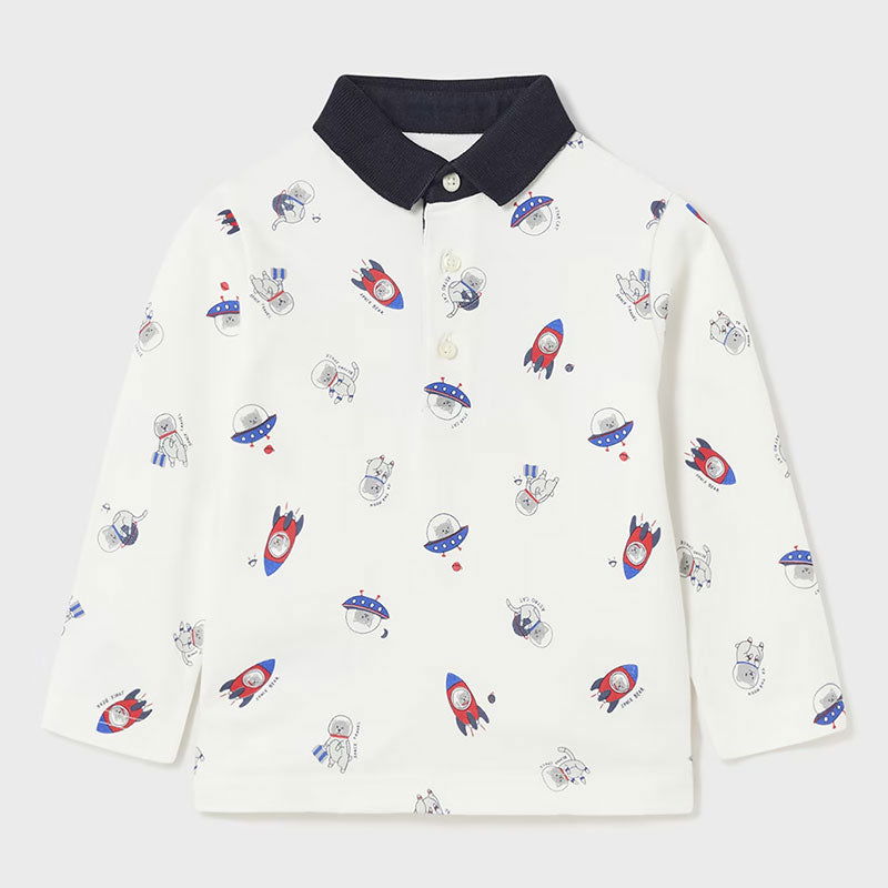 2169 Поло Тениска Д.Р Щампа Сметана 18 --- BebeMama