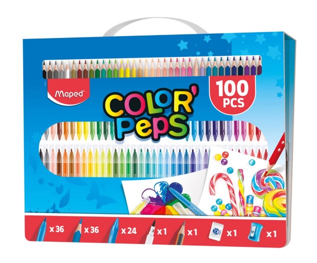 Set de desen Maped Color Peps, 100 de piese