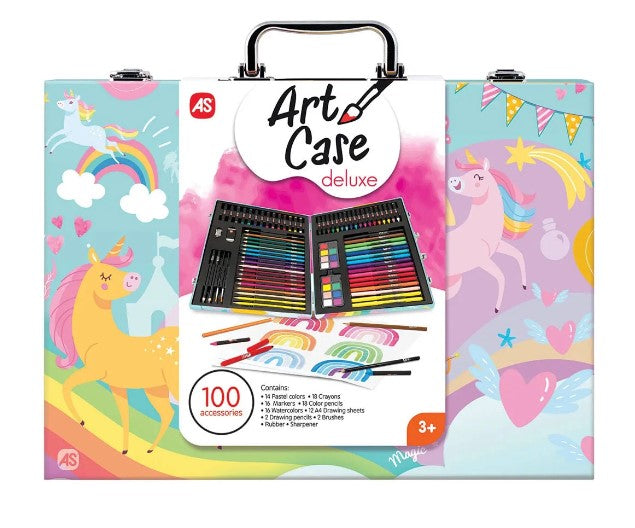 Set de desen Deluxe cu unicorni, 100 de accesorii