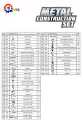 Cutie de plastic Metal Constructor 31X18X4 cu șuruburi, piulițe, unelte și anvelope pentru tehnicieni tineri, 27 de modele
