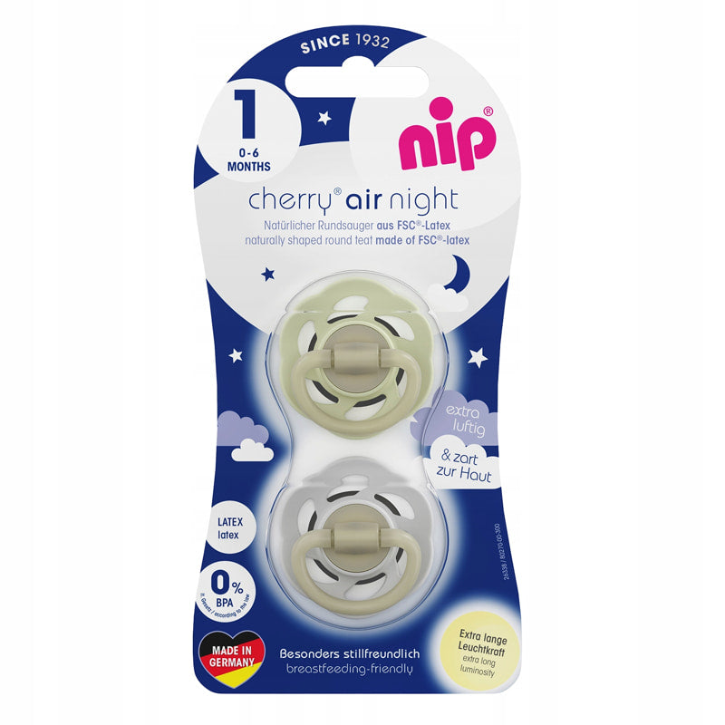 Залъгалка Cherry Бял,мента Каучук 0 6m. Nip