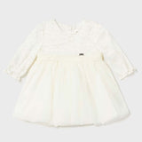 2855 Рокля Тюл Бродерия Лурекс Мръсно Бял 6-9 --- BebeMama