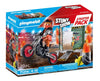 Playmobil - Pachet de început pentru motocicletă Stuntshow cu perete antifoc