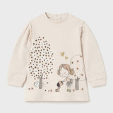 2992 Рокля Плюш Графика Бежов 36 --- BebeMama