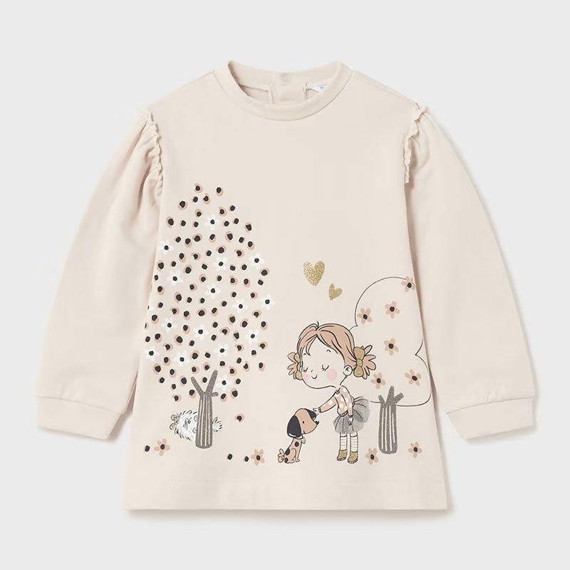 2992 Рокля Плюш Графика Бежов 36 --- BebeMama