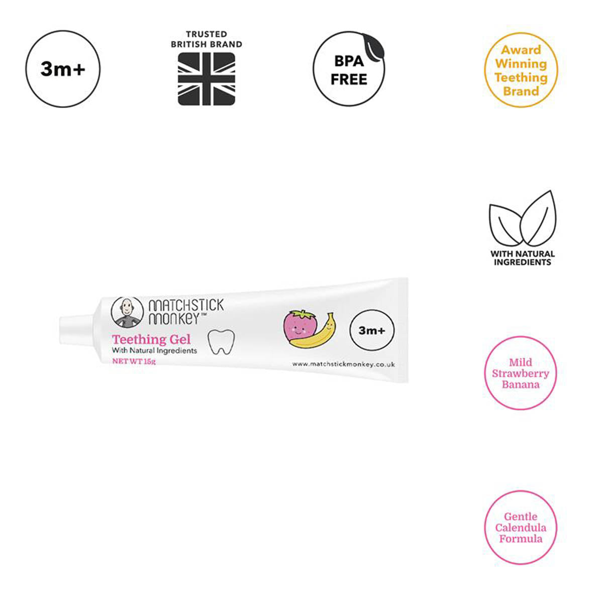 Matchstick Monkey Органичен Успокояващ Гел При Никнене На Зъби Ягода-Банан