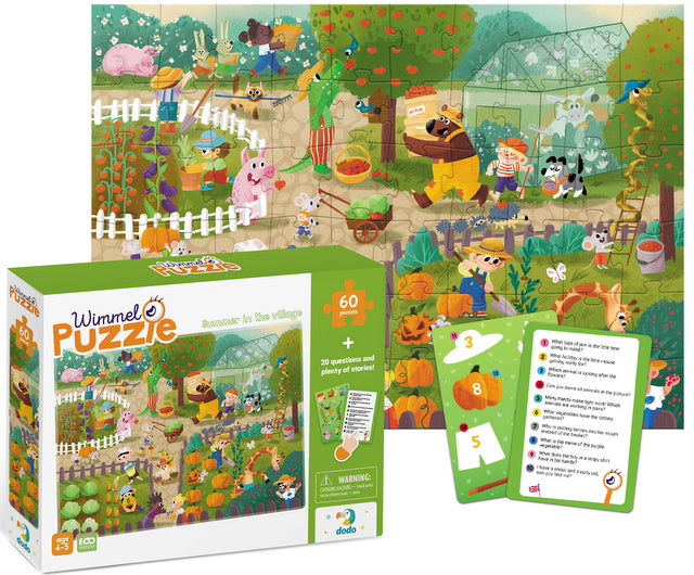 Пъзел За Наблюдение Лято На Село 60 Ел.18Х24Х4 Намери Кое Къде Е И Отговори На Въпросите В КартитеКоито Са На Български Език