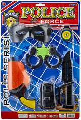 Set de poliție cu stație walkie-talkie cu cuțit și mască 47X31X5