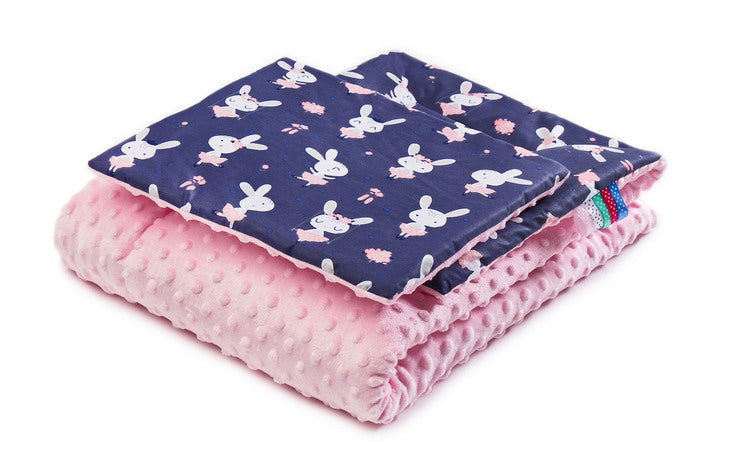 Minky Одеяло – Зайци/Розов 75X100/30X35 --- BebeMama
