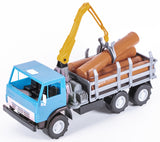 Камион Лесовоз С Кран И Дървени Трупи 40X20X24