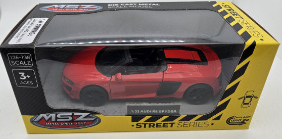 Метален Точен Модел Кола 1:32 Audi R8 Spyder Засилване С Издърпване Назад Отваряеми Врати