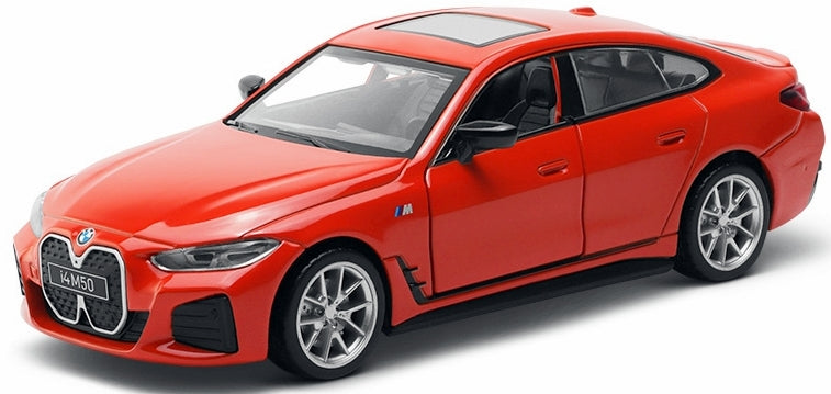 Метален Точен Модел Кола 1:34 Bmw I4 M50 Засилване С Издърпване Назад Отваряеми Врати