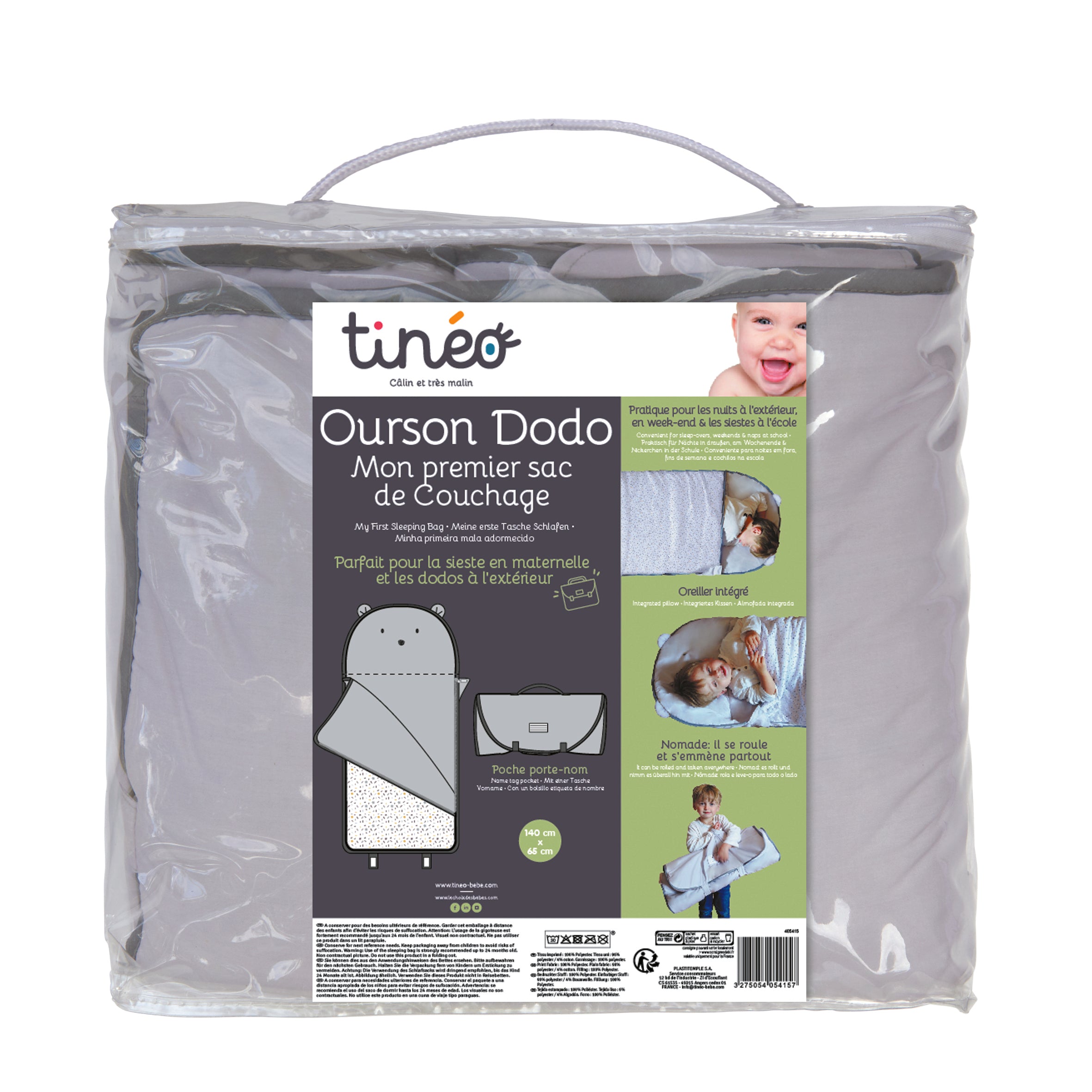 Sac de dormit Sleeping Bear pentru copii de la 2 la 6 ani 140x65cm Tineo