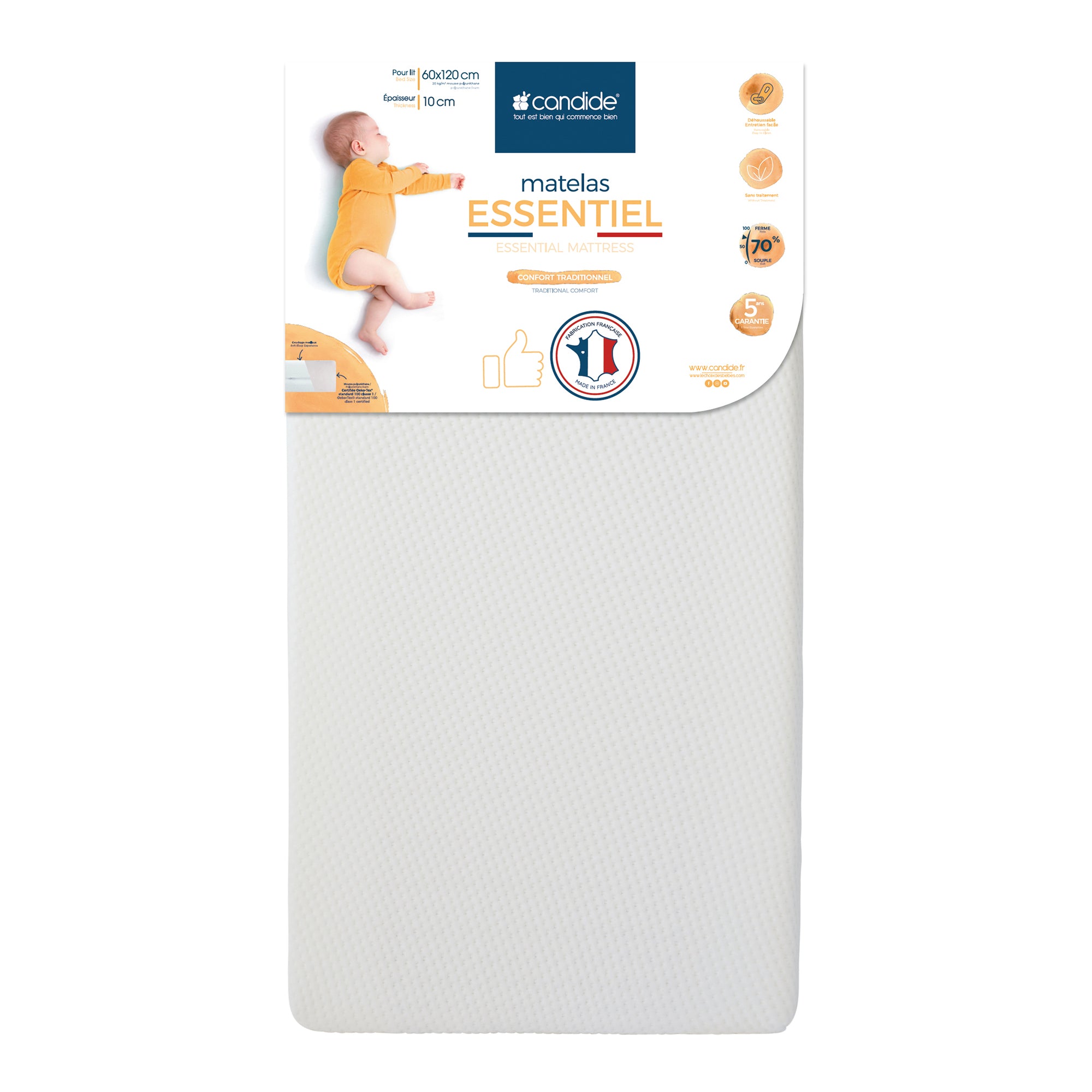 Saltea universală respirabilă 60x120cm (grosime 10cm) Candide