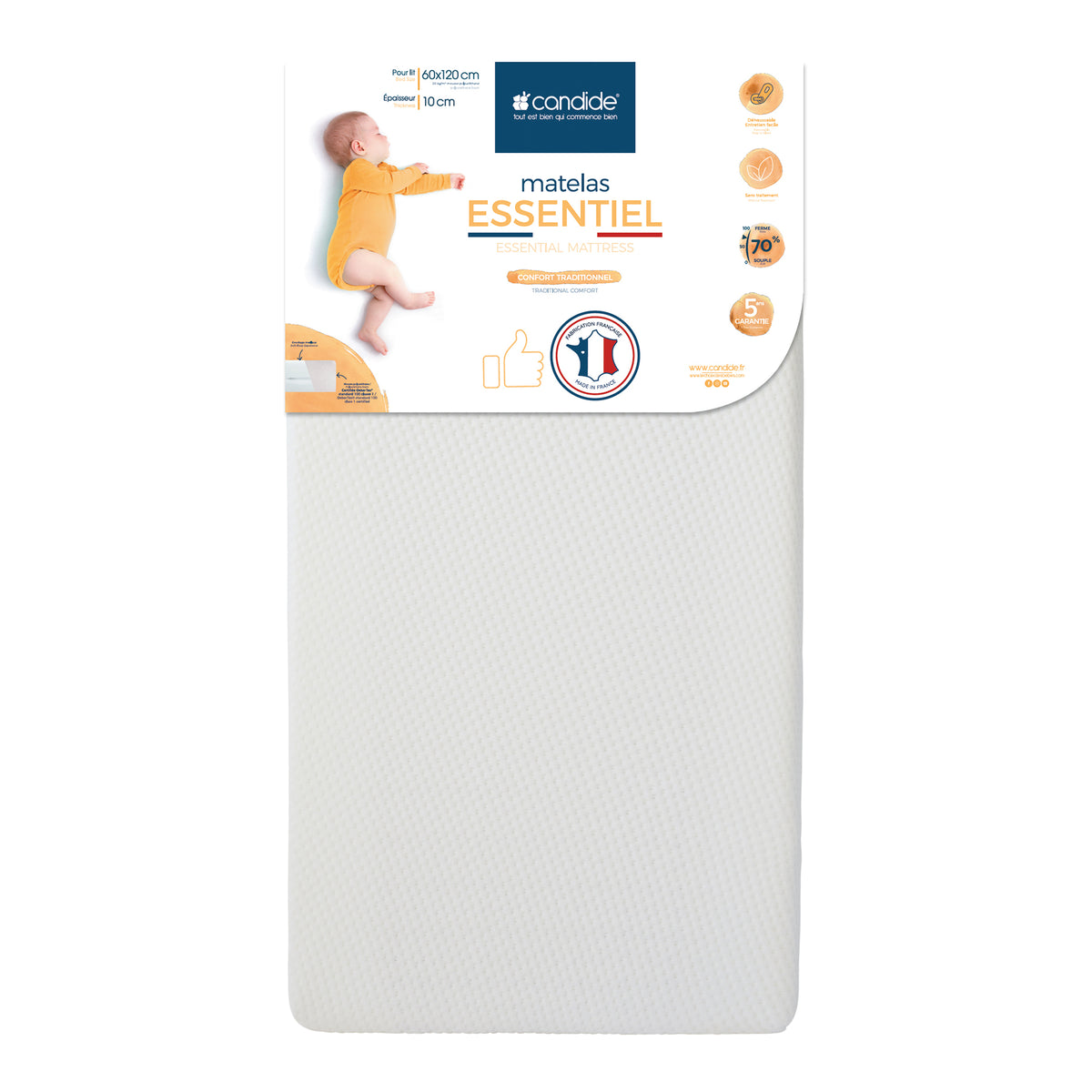Saltea universală respirabilă 60x120cm (grosime 10cm) Candide