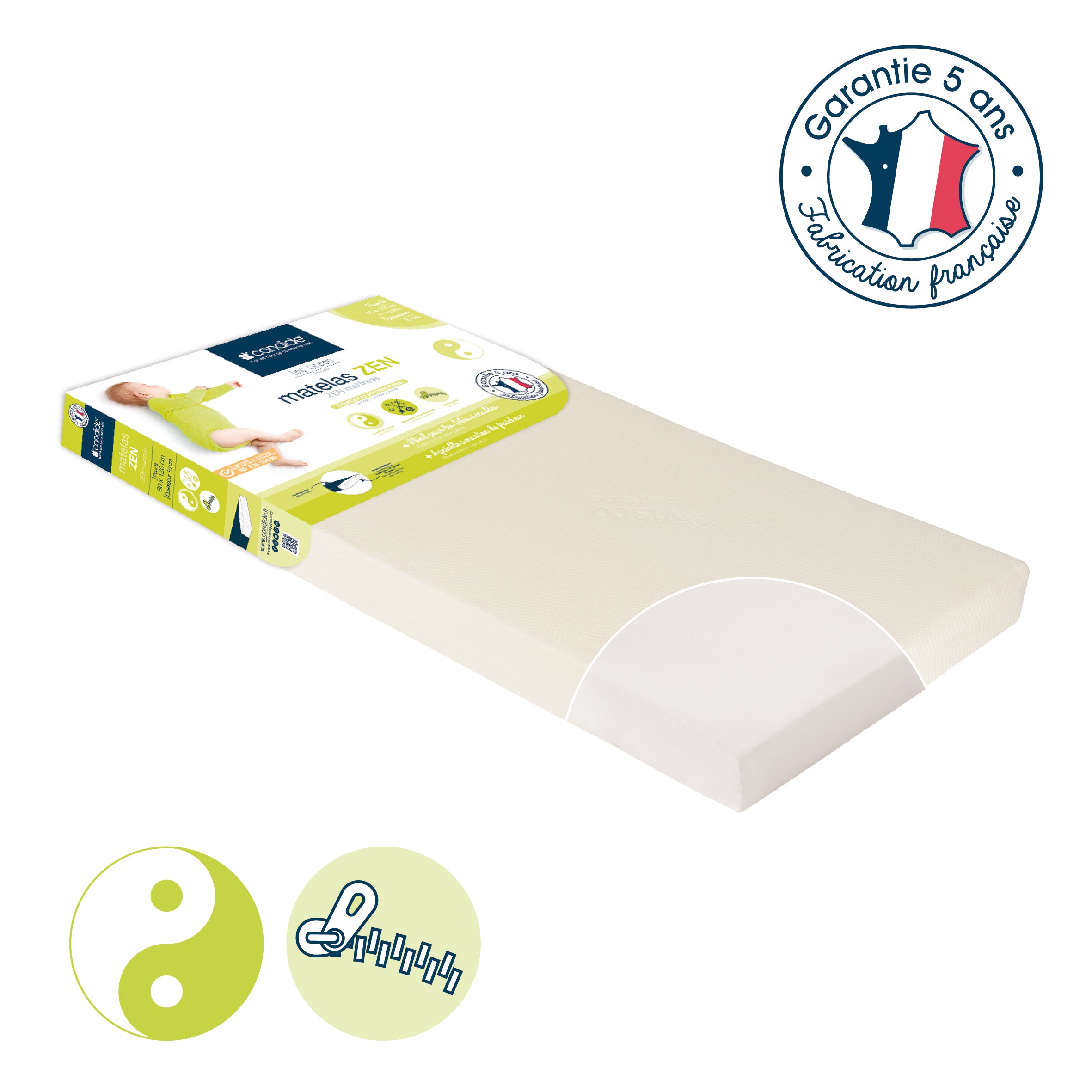 Saltea Zen cu husă din bambus pentru pat 60x120cm (grosime 10cm) Candide