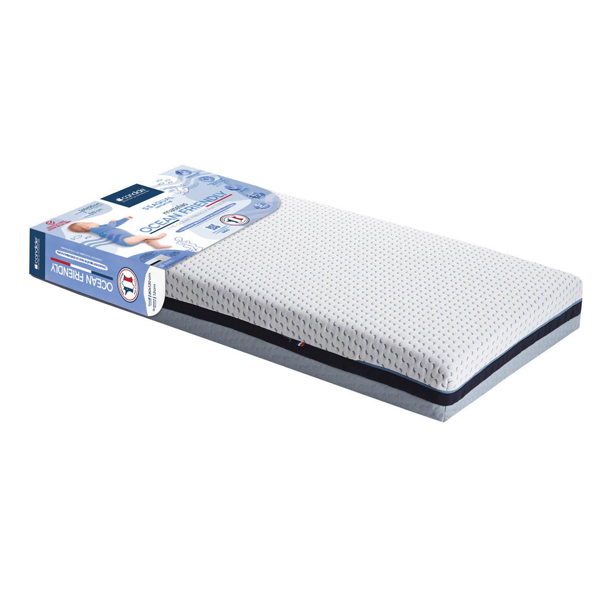 Saltea ecologică, fabricată din plastic reciclat colectat din ocean, 60x120 cm (grosime 13 cm), Candide