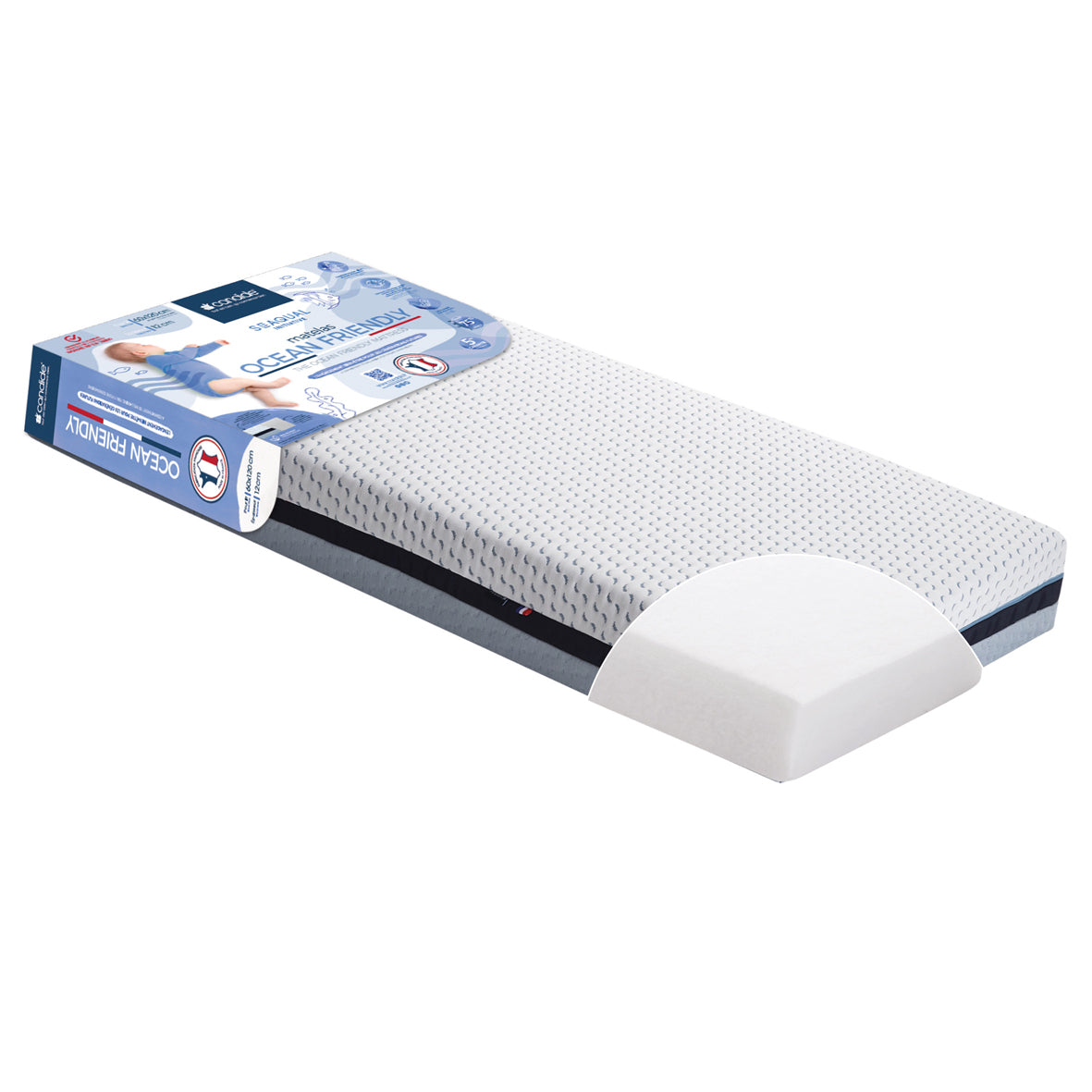 Saltea ecologică, fabricată din plastic reciclat colectat din ocean, 60x120 cm (grosime 13 cm), Candide