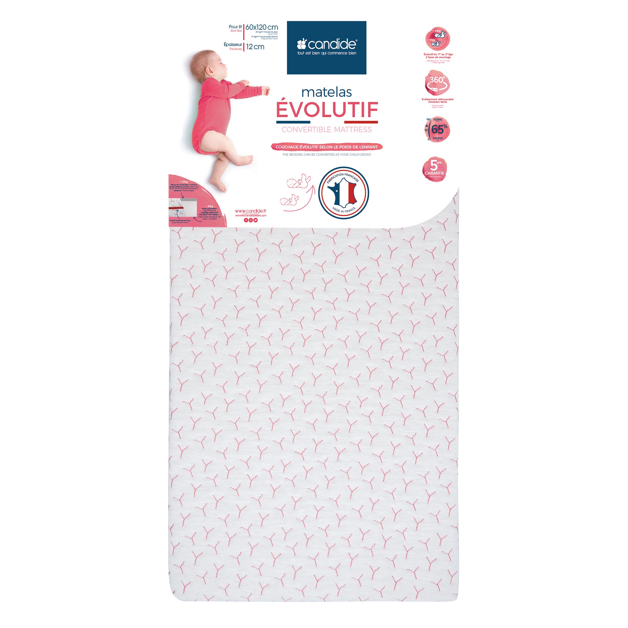 Saltea după creșterea bebelușului 60X120 cm (grosime 12 cm) Candide