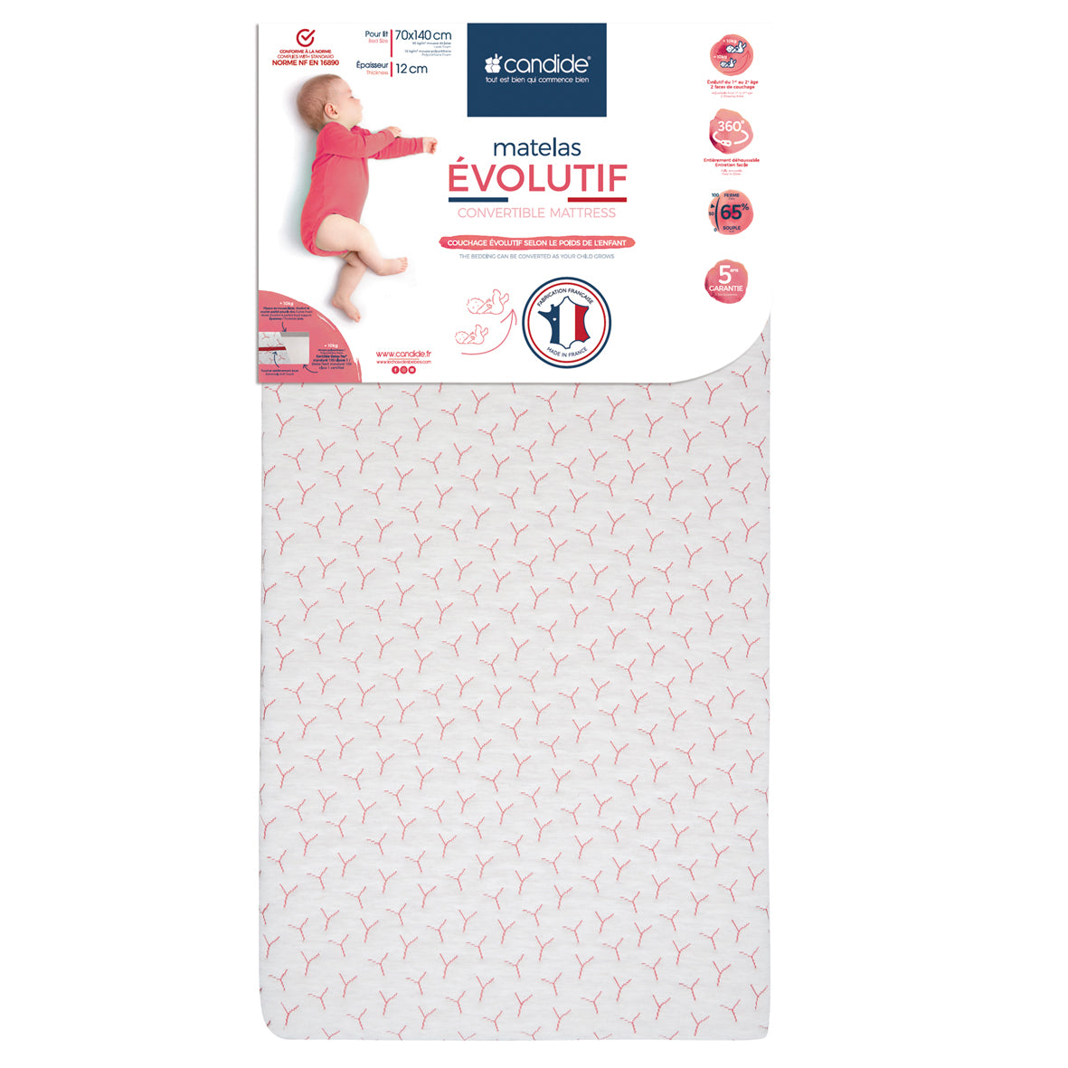 Saltea pentru creșterea bebelușilor 70X140cm (grosime 12cm) Candide