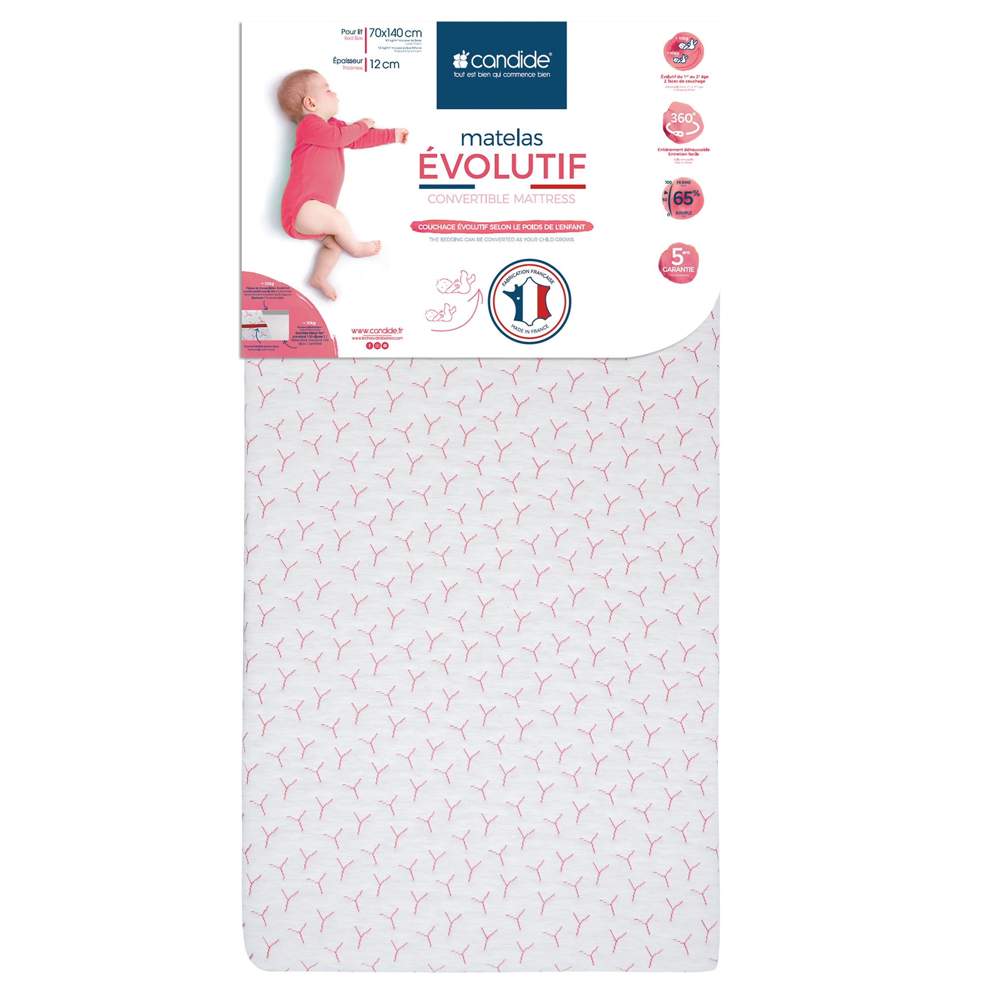 Saltea pentru creșterea bebelușilor 70X140cm (grosime 12cm) Candide
