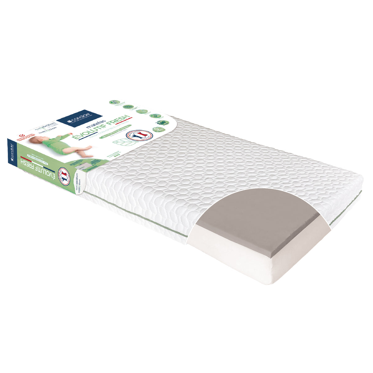 Saltea de creștere pentru bebeluși Fresh 60X120cm (grosime 12cm) Candide