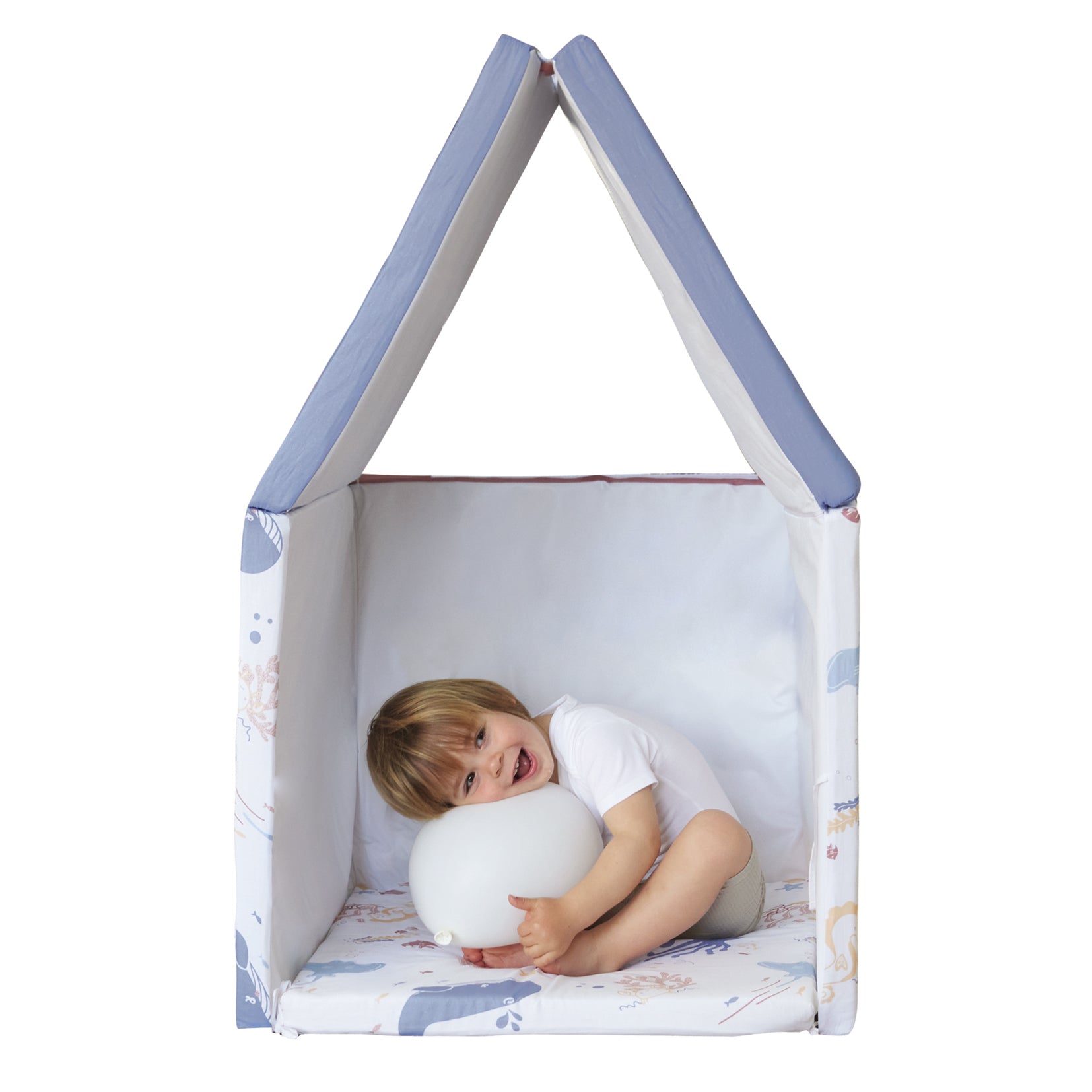 Интелигентна Постелка 5В1 Морски Свят -Постелка За Игра Подвижен Матрак Барбарон Тунел И Къща Tineo --- BebeMama