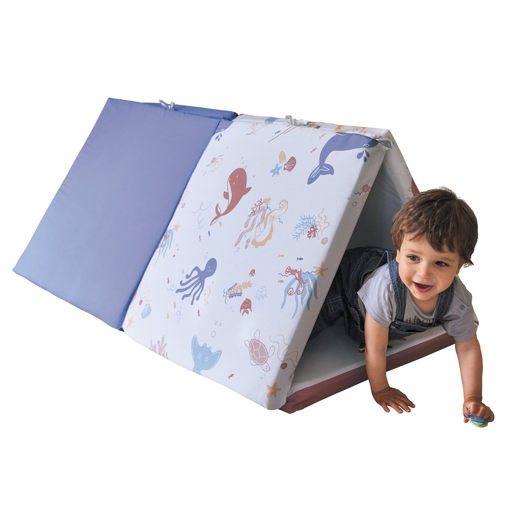 Интелигентна Постелка 5В1 Морски Свят -Постелка За Игра Подвижен Матрак Барбарон Тунел И Къща Tineo --- BebeMama