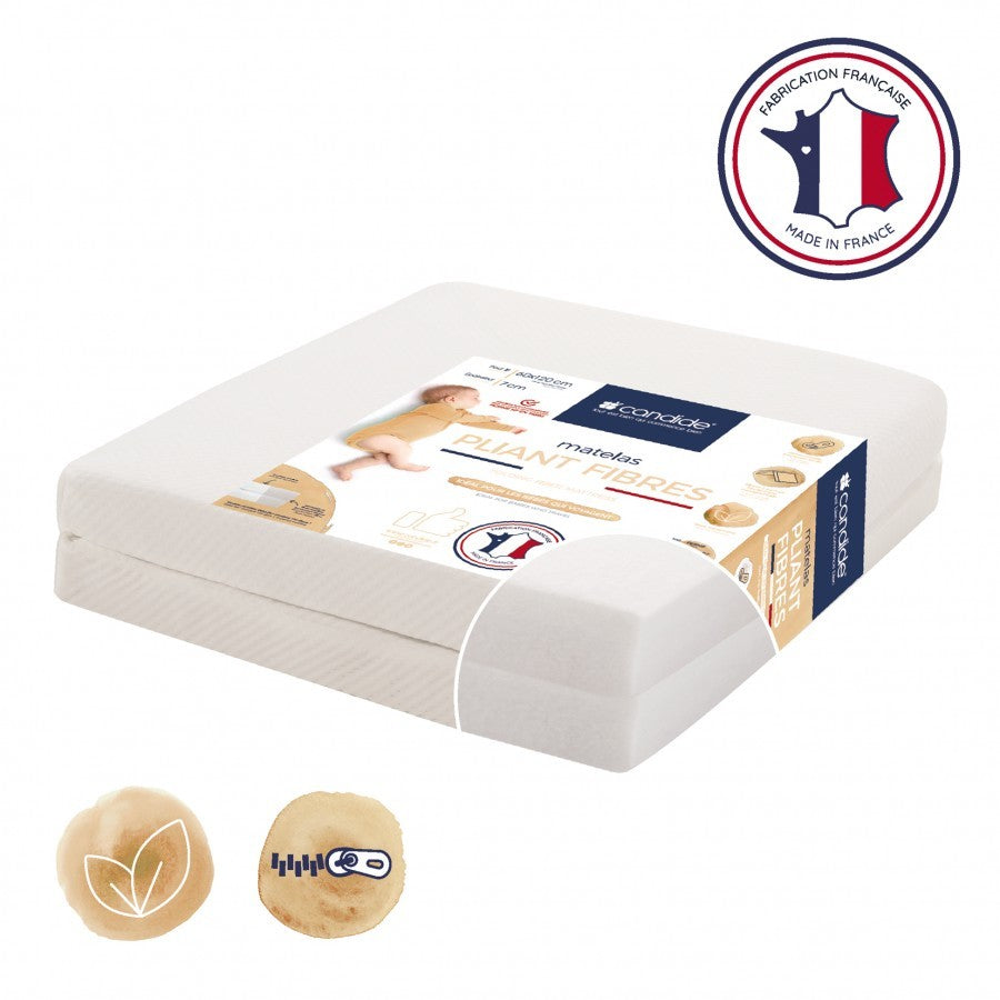 Saltea pliabilă ecologică cu husă din fibre vegetale 60x120 (grosime 7cm) Candide