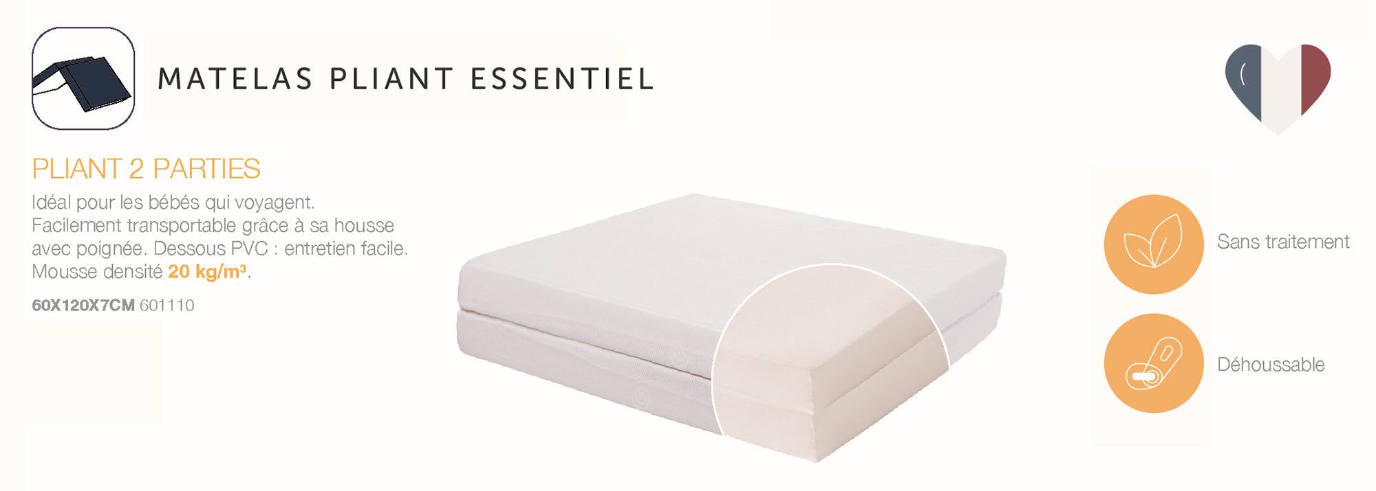 Saltea pliabilă pentru bebeluși, 2 bucăți (grosime 7 cm), Candide