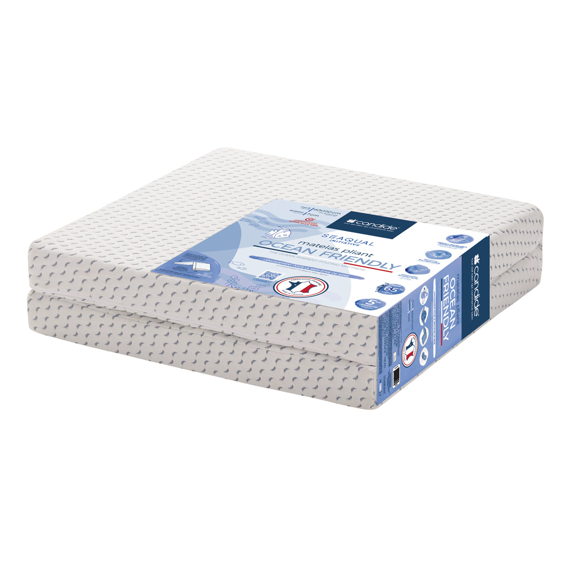 Saltea pliabilă prietenoasă cu oceanul, fabricată din plastic reciclat colectat din ocean, 60x120cm (grosime 7cm), Candide