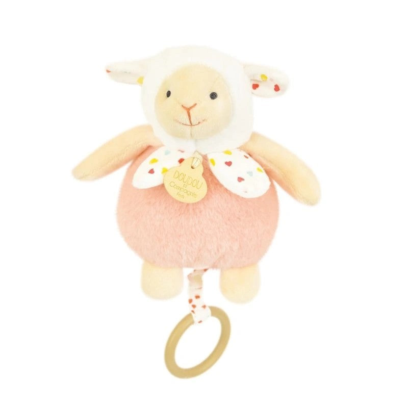 Zenélő Plüss Bárány 20cm Korall Doudou