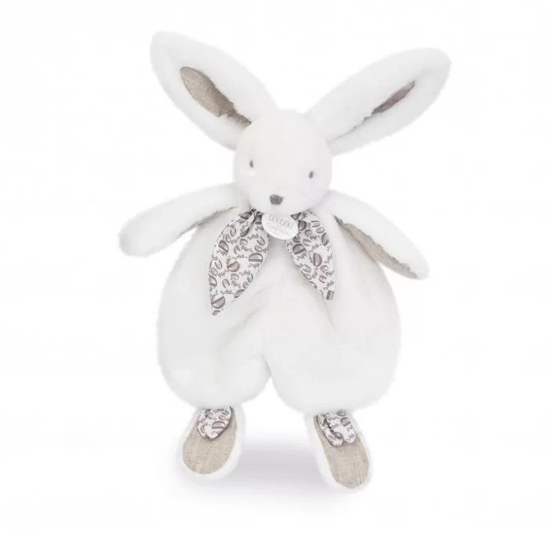 Plüss nyúl sállal, fehér, 29 cm, Doudou