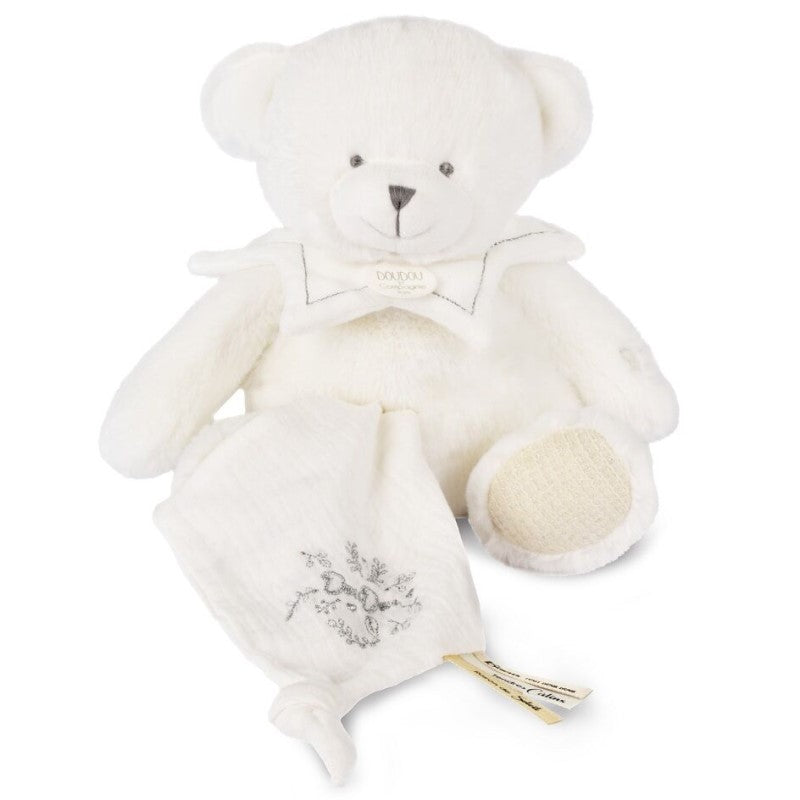 Плюшена Мечка С Кърпа Blanc 30см Doudou