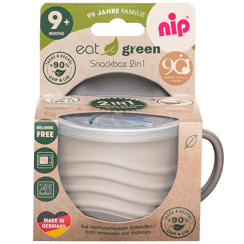 37069 Чаша С Капак 2В 1 Eat Green 9М Сив --- BebeMama