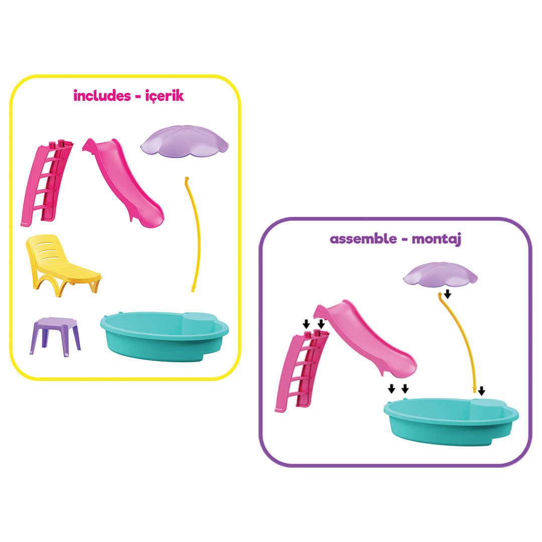 Басейн С Пързалка И Аксесоари На Линда 32Х27Х10 За Размер Кукли Тип Барби
