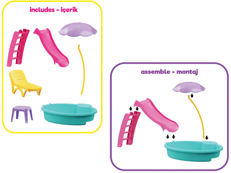 Басейн С Пързалка И Аксесоари На Линда 32Х27Х10 За Размер Кукли Тип Барби