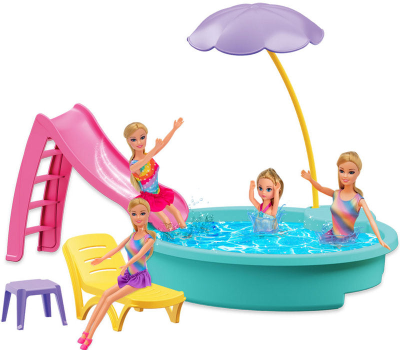 Басейн С Пързалка И Аксесоари На Линда 32Х27Х10 За Размер Кукли Тип Барби