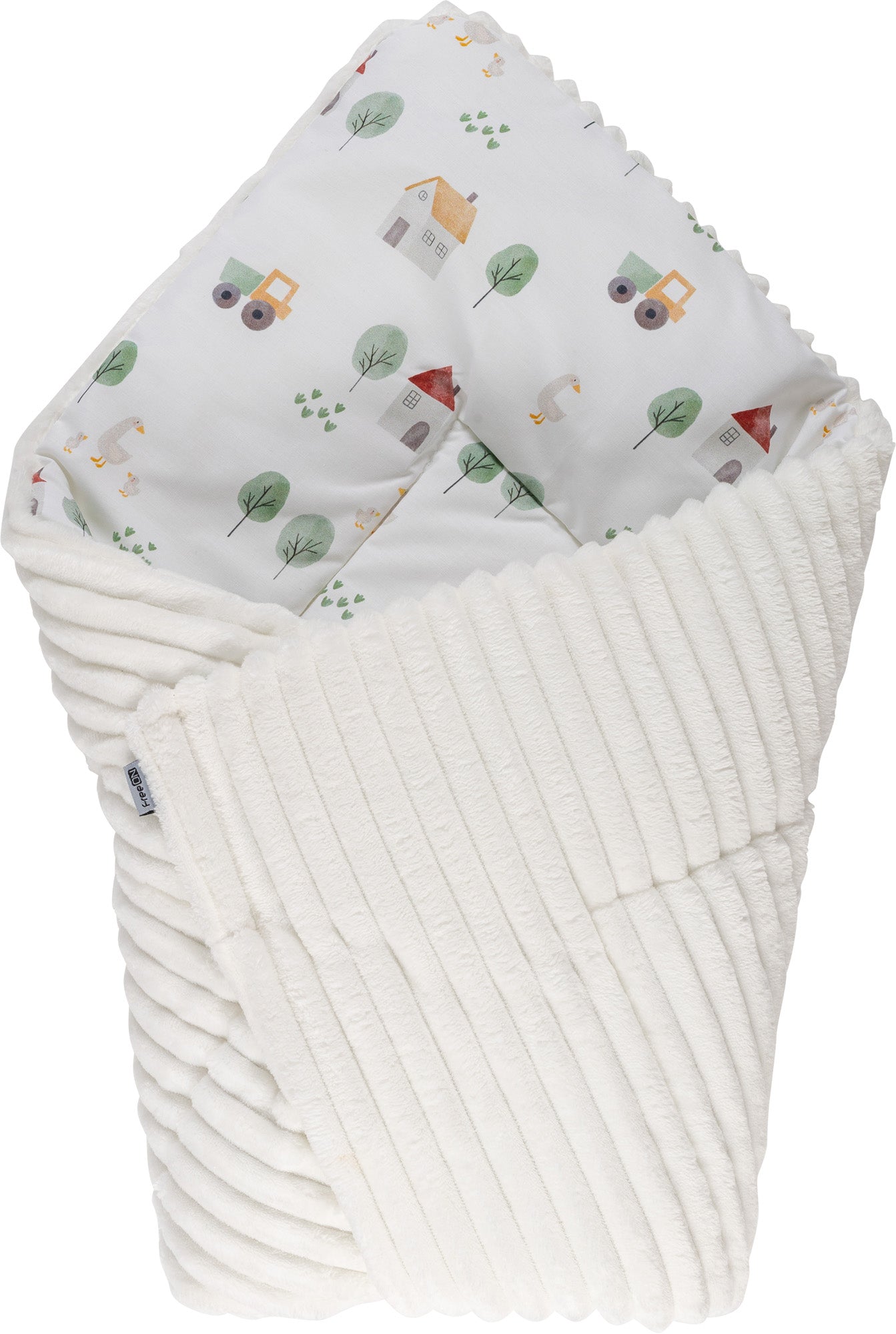 Bubaba 2 în 1 - Pătură și Sac Alb cu Camioane