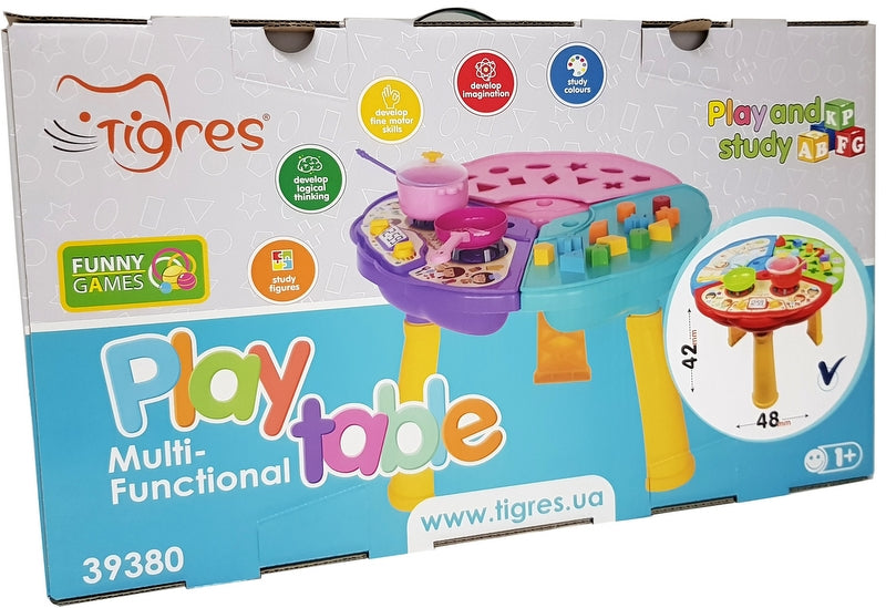 Masă de joc, detașabilă, cu toate jucăriile și tablele într-o cutie 59x35x19