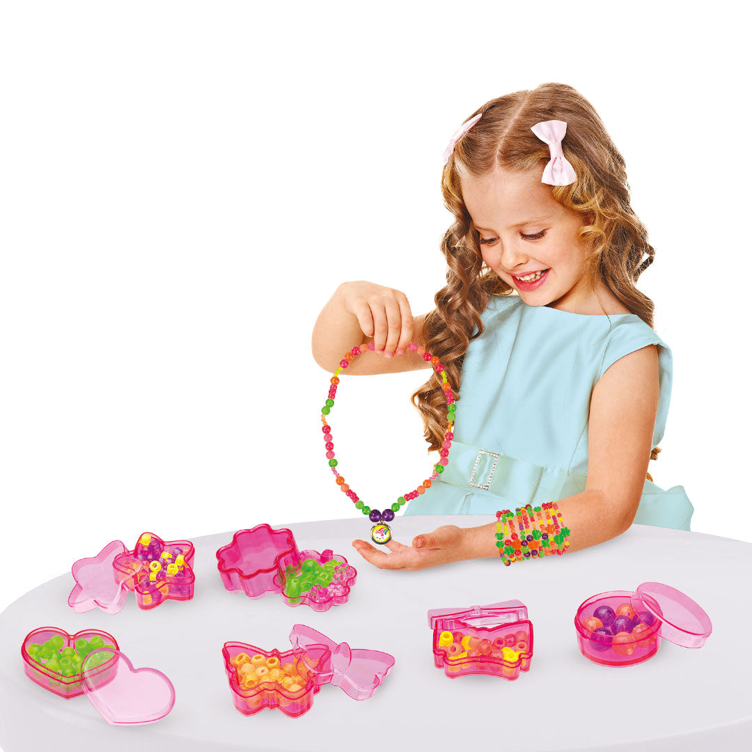 Set de bijuterii creative DIY cu mărgele și 6 cutii cu mărgele 29x25x5