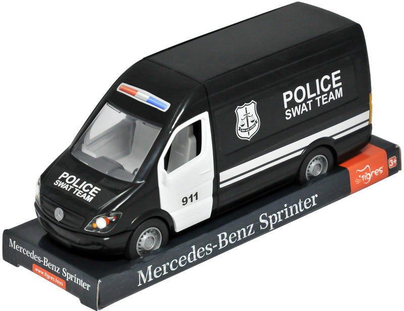 Мерцедес Микробус Спринтер Полицейски Черен С Отварящи Врати И Подвижен Волан 28Х12Х10