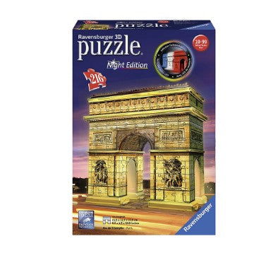 3D Пъзел Ravensburger 216 Ел. - Триумфалната Арка През Нощта --- BebeMama